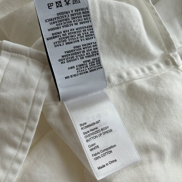 R13 Oversized Boxy Button Up Dress cotton white L - NWOT - Picture 8 of 14